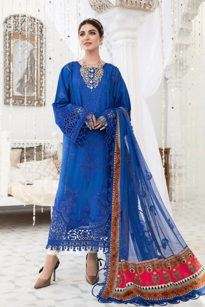 royal blue dress for wedding pakistani maria b